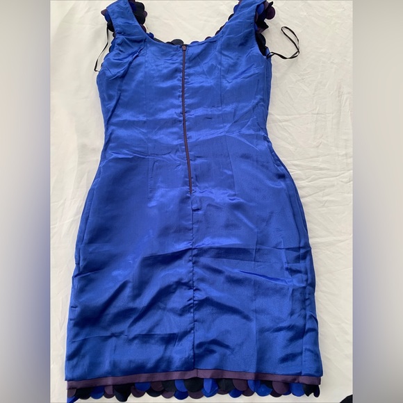 Purple and blue Taffeta leaf paillette disco 80s 90s Formal prom Dress size 6 - Picture 14 of 14